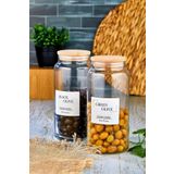 FBZhome 2li Ahşap Kapaklı Yeşil Zeytin & Siyah Zeytin Saklama Kabı 1300 Ml Cam Kavanoz