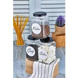 FBZhome 3'lü Metal Kapaklı Çay Şeker Kahve Kavanozu 850 ml Etiketli Cam Saklama Kabı