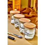 FBZhome 4'lü Ahsap Kapaklı Kulak Pamuğu&pamuk&makyaj Pamuğu&diş Ipi Saklama Kutusu/organizeri 400 Ml
