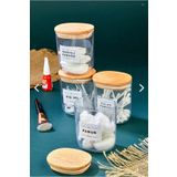 FBZhome 4lü Ahsap Kapaklı Kulak Pamuğu&pamuk&makyajpamuğu&diş Ipi Saklama Kutusu 400 ml Akrilik Set