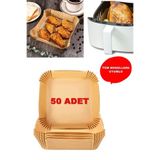 FBZhome 50 Adet Airfryer Pişirme Kağıdı Hava Fritözü Kare Model Pişirme Kağıdı Airfryer Yağsız Firitöz