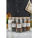 FBZhome 5'li Ahşap Vakum Kapaklı 1300 Ml Etiketli Çay Şeker Kahve Cam Saklama Kabı Kavanoz
