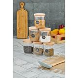 FBZhome 6lı Ahşap Kapaklı Mika Damla Baharatlık Seti 400 Ml Sızdırmaz Akrilik Kavanoz Takımı