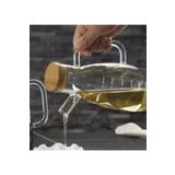 FBZhome 900 Ml Bambu Kapaklı Cam Yağdanlık Sirkelik