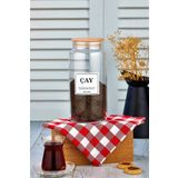 FBZhome Ahşap Kapaklı Çay Saklama Kabı 1300 Ml Cam Kavanoz
