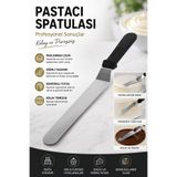 FBZhome Eğik Oval Uçlu Pasta Sıvama Spatulası 32 Cm, Siyah, Yüksek Kalite, Dayanıklı ve Pratik