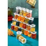 FBZhome Etiketli 24lü 250 Ml Akrilik Saklama Kabı -Premium Sızdırmaz Mika Baharatlık