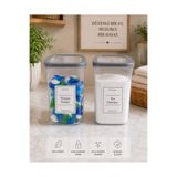 FBZhome Etiketli 2'li 2000 Ml Toz Deterjan & Tablet Saklama Kabı Kapaklı 2 Litre Antrasit Kutu