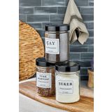 FBZhome Etiketli 3lü 700 ml Çay & Şeker & Kahve Cam Saklama Kabı Kavanoz