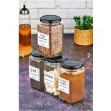 FBZhome Etiketli 4lü 850 ml Çay & Şeker & Türk Kahvesi & Filtre Kahve Kavanozu Cam Saklama Kabı