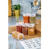 FBZhome Etiketli 6lı Akrilik Baharatlık Kavanoz 250 Ml Saklama Kabı