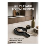 FBZhome Paslanmaz Metal Siyah Tezgah Üstü Kaşıklık Kirlik Kaşık Altlığı