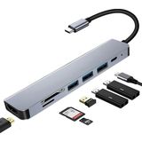 Fc-17 Type-C To 3*usb 3.0 4K Ultra Hd HDMI Sd Tf Kart Girişli 7ın1 Çevirici Hub Adaptör - Standart