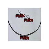 F*Ck Yazılı Renkli Unisex Deri Ip Metal Kolye Küpe Seti Pytkkk0t0016