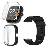 FCMEDZI Xiaomi Redmi Watch 4 Smartwatch Aksesuarları ile Uyumlu Ekran Koruyucu Kılıf ve Kayış Yumuşak TPU Tam Kapsama Kılıfları ve Yumuşak Silikon Bant (2+1'li Paket)