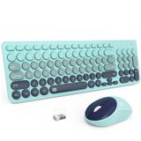 FD Kablosuz Klavye ve Fare Combo - 2.4GHz USB Kablosuz, Sevimli Kablosuz Klavye Yuvarlak Tuşlar, Dizüstü Bilgisayar, Bilgisayar, TV ve Mac için Sessiz ve İnce Set - Indigo Mavi Renkli