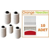 FDM Orange Dnx1 Çuval Ağzı Makine Iğnesi 25/200 Numara ve 5 Adet Ip - Gümüş