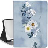 Feams iPad Air 5./4. Nesil Kılıf 10.9 İnç 2022 2020 Flip Stand Kalem Tutucu ve Cepli Otomatik Uyandırma/Uyku Kılıfı, Mavi Çiçekli