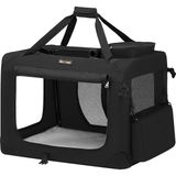 Feandrea Köpek Kutusu, Katlanabilir, Taşıma Kutusu, Köpek, L, Köpek Çantası, Oxford Kumaş, File Kumaş, Nefes Alır, Taşınabilir, Metal Çerçeve, Saplı, Cepli, 70 x 52 x 52 Cm, Siyah PDC70H - Standart