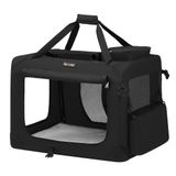 Feandrea Köpek kutusu, katlanabilir, taşıma kutusu, köpek, L, köpek çantası, Oxford kumaş, file kumaş, nefes alır, taşınabilir, metal çerçeve, saplı, cepli, 70 x 52 x 52 cm, siyah PDC70H
