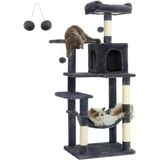 Feandrea Pct161g01 Tırmalama Ağacı, 143 Cm Yüksekliğinde, Kedi Ağacı, Çok Katlı Kedi Evi, 4 Tırmalama Sütunu, 2 Platform, Hamak, Mağara, Duman Grisi Outlet