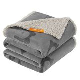 FEANDREA Su geçirmez köpek örtüsü, Sherpa polar evcil hayvan örtüsü, orta ve büyük köpekler için, kediler, 152 x 127 cm, XL, makinede yıkanabilir, çift taraflı koltuk kılıfı, gri PPB060G01
