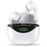FEANS A6 Kablosuz Kulaklık, Bluetooth 5.3 Kulaklık, Dahili Mikrofon, LED Güç Ekranı, Kulaklıklar, Su Geçirmez, Stereo Kulak İçi Kulaklık, Derin Baslı, iPhone Android için (Beyaz)