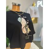 Feather Heart Tee-Kadın Giyim-Crop Oversize Model-Dijital Teknoliji Baskı