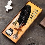 Feather Pen Siyah Tüylü Yazı Kalemi Seti