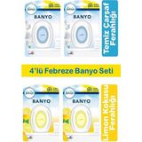 Febreze Banyo Hava Ferahlatıcı Oda Kokusu 4'lü (2x Temiz Çarşaf Ferahlığı, 2x Limon Kokusu Ferahlığ