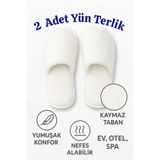 Febros 2 Adet Yumuşak Yün Ev Misafir Günlük Kaymaz Terlik Günlük Ev Terliği Çeyiz Bohça Gelin Terlik