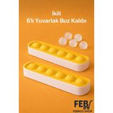 Febros 2 Li 6 Sıralı Turuncu Silikon Yuvarlak Buz Kalıbı – Kahve, Içecek, Kokteyller Için