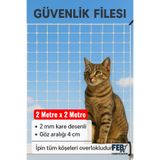 Febros 2 Metre X 2 Metre Kedi Kuş Güvenlik Ağı Balkon ve Pencere Koruma Overloklu File