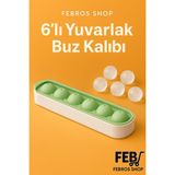 Febros 6 Sıralı Silikon Yuvarlak Buz Kalıbı – Kahve, Içecek, Kokteyller Için Yuvarlak Buz Kalıbı - Yeşil