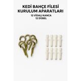 Febros Kedi Filesi - Balkon Filesi - Bahçe Filesi Montaj Seti – 12 Vidalı Kanca + 12 Dübel