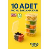 Febros Shop 400ML 10 Adet Kendinden Kapaklı Difriz Mikrodalga Derin Dondurucu Buzluk Düzenleyici Saklama Kabı