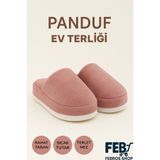 Febros Yumuşacık Kalın Taban Panduf Ev Terliği Kışlık Peluş Kapalı Burun Sıcak Tutucu Terletmez Kaymaz