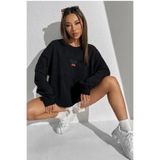 FECCY Pamuklu Kadın Oversize Ön Arka Mickey Mouse Baskılı Sweatshirt
