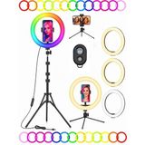 FEDDY 10 Inç 26 cm Rgb Ring Light Çok Renkli Tripodlu Tiktok & Youtuber Işığı, Kumanda Hediyeli - Siyah