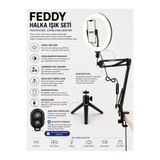 FEDDY 10 İnç 3 Renk Modlu Dimli Profesyonel Ring Light Seti + Bluetooth Kumanda Hediye