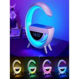 FEDDY Bluetooth G Hoparlör Rgb LED Işıklı Speaker Alarm Saat Aux USB Sa Kart Wireless Şarj - Beyaz
