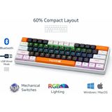 FEDDY Rgb Blue Switch Mekanik Gaming Klavye Bluetooth 2.4ghz Kablosuz USB Windows Mac Uyumlu - Turuncu - Siyah - Beyaz