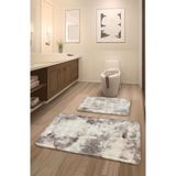 Feel Home Bubble Tavşan Tüyü, Kaymaz Taban, Süper Soft, Ultra Lüks, Makinede Yıkanabilir 2'li Banyo Paspası Eskitme - Pembe - Koyu Pembe