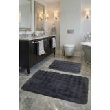 Feel Home Bubble Tavşan Tüyü, Kaymaz Taban, Yumuşacık Premium, Makinede Yıkanabilir 2'li Banyo Paspası - Antrasit