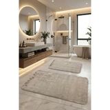 Feel Home Bubble Tavşan Tüyü, Kaymaz Taban, Yumuşacık Premium, Makinede Yıkanabilir 2'li Banyo Paspası - Camel