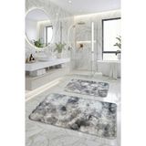 Feel Home Bubble Tavşan Tüyü, Kaymaz Taban, Yumuşacık Premium, Makinede Yıkanabilir 2'li Banyo Paspası - Koyu Mavi