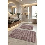 Feel Home Bubble Tavşan Tüyü, Kaymaz Taban, Yumuşacık Premium, Makinede Yıkanabilir 2'li Banyo Paspası - Pembe
