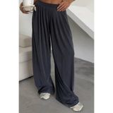 Feela Moda Kadın Modal Pileli Bol Paça Salaş Pantolon 2012 Antrasit - Premium Seri
