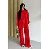 Feela Moda Kadın Oysh Modal Oversize Tesettür Tunik Takım 2020 - Kırmızı - XL