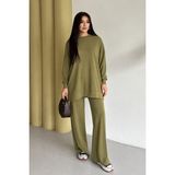 Feela Moda Kadın Oysh Modal Oversize Tesettür Tunik Takım 2020 - Oliv - 2XL